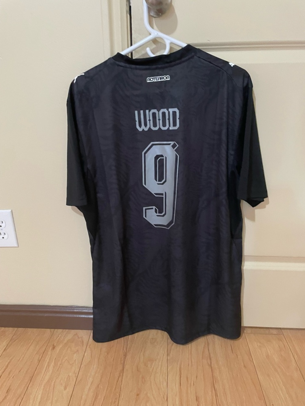 New Zealand Black Performance Soccer Jersey with Number 9 - WOOD